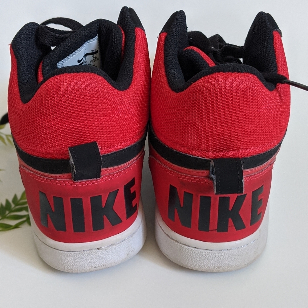 (Nike) Court Borough Mid Black Red High Tops - Picture 11 of 16